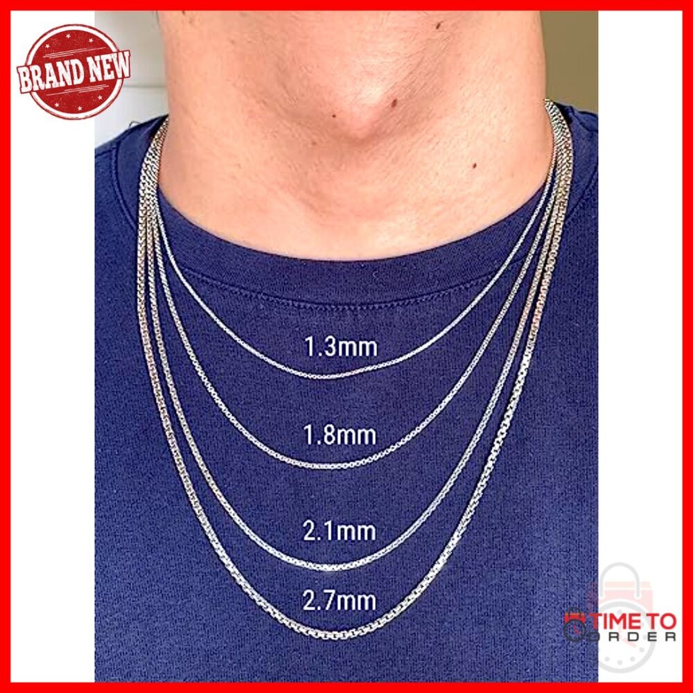 14K Gold Round Box Chain Necklace, Lobster Clasp, 1.3mm-3.4mm, 16-24 Inch - Picture 2 of 7